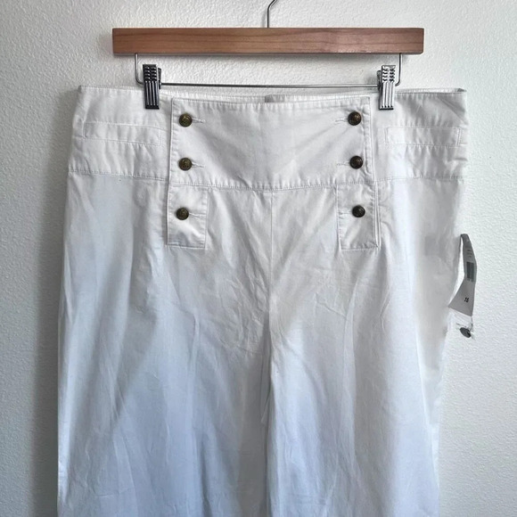 RALPH LAURENNWT White Wide Leg Sailor Pants Slacks 100% CottonSize 16